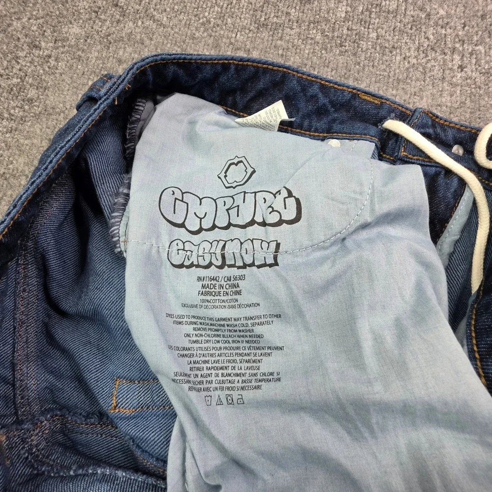 Empyre Jeans Mens 32 Blue‎ Easy Now Wide Leg Skate Graffiti Streetwear Denim